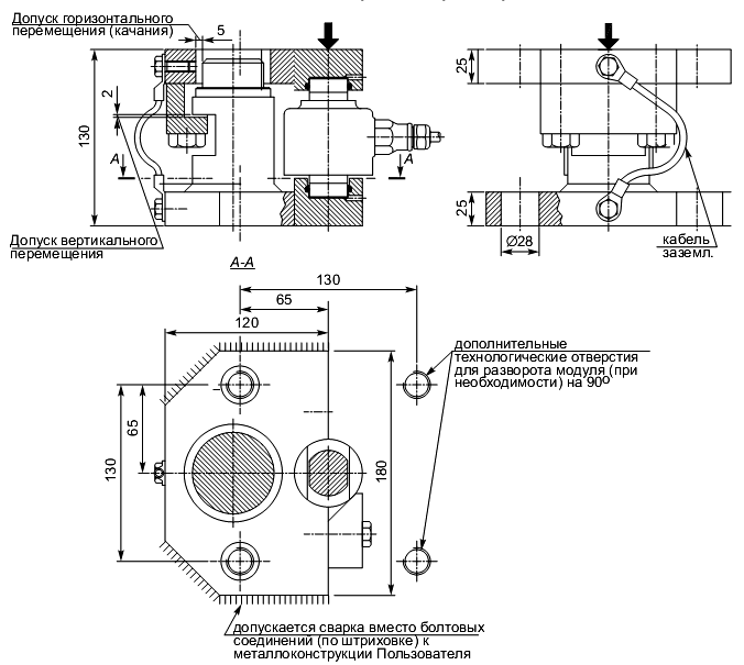 Тензодатчики сжатия и компоненты встройки — Весовой модуль 55-01-10 для датчика RC3 купить — Весовая техника Flintec